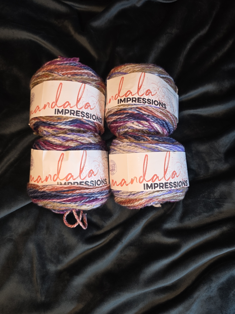 Lion Brand Mandala Impressions “Very Berry” Yarn – Set of 4 Skeins